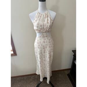 Fortunate One Cream and Tan Midi Dress